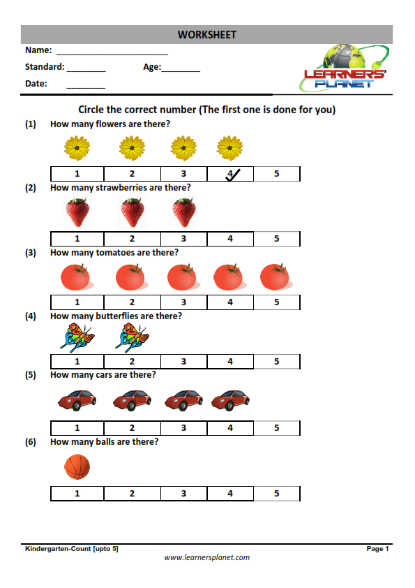 Free Preschool & Kindergarten Simple Math Worksheets